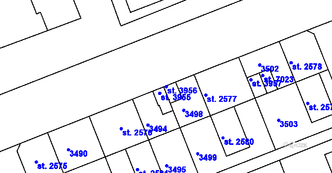 Parcela st. 3956 v KÚ Hodonín, Katastrální mapa