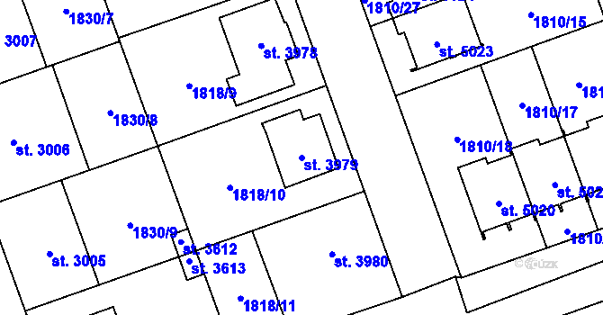 Parcela st. 3979 v KÚ Hodonín, Katastrální mapa