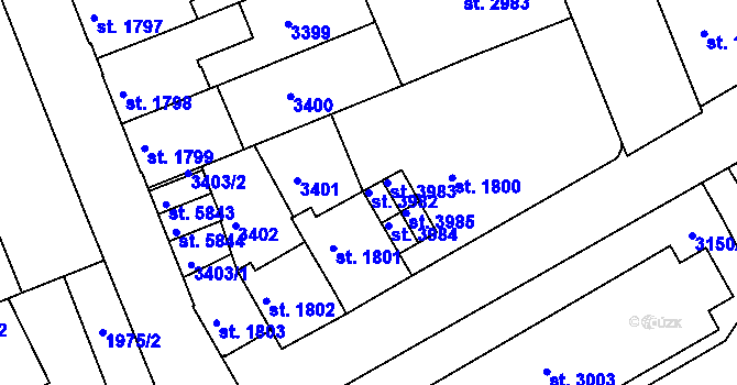 Parcela st. 3982 v KÚ Hodonín, Katastrální mapa
