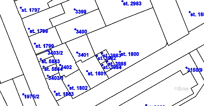 Parcela st. 3983 v KÚ Hodonín, Katastrální mapa