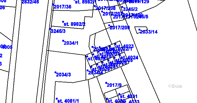 Parcela st. 4020 v KÚ Hodonín, Katastrální mapa