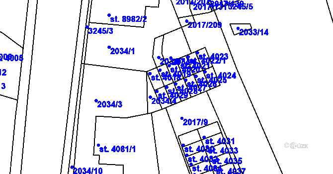 Parcela st. 4028 v KÚ Hodonín, Katastrální mapa