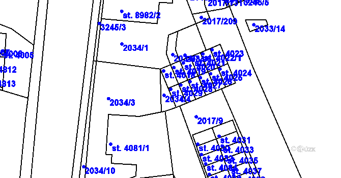 Parcela st. 4029 v KÚ Hodonín, Katastrální mapa