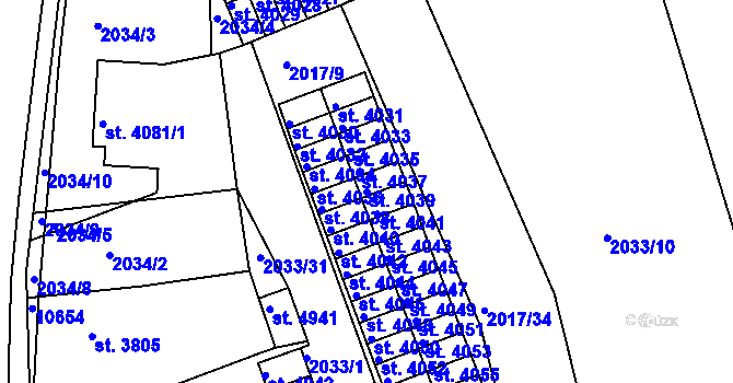 Parcela st. 4039 v KÚ Hodonín, Katastrální mapa