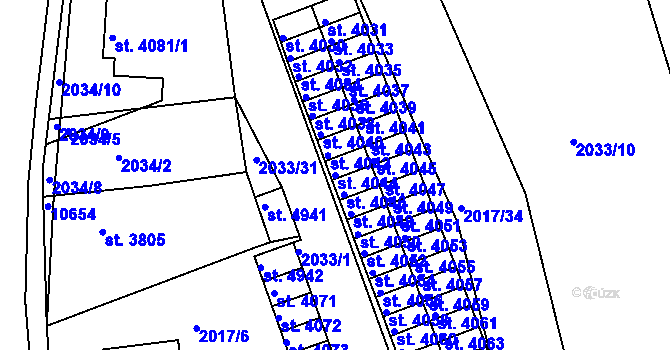 Parcela st. 4044 v KÚ Hodonín, Katastrální mapa