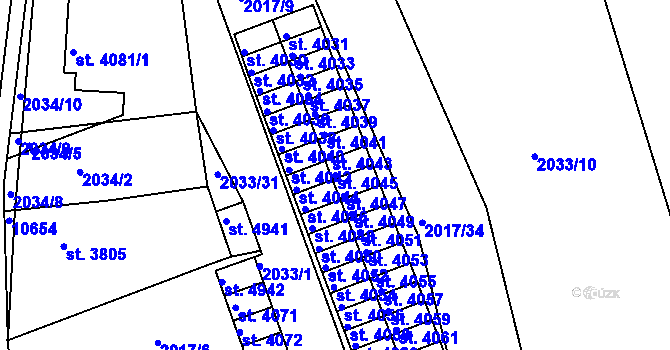 Parcela st. 4045 v KÚ Hodonín, Katastrální mapa