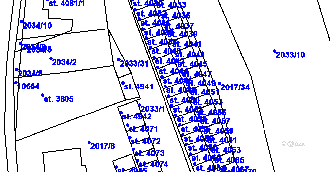 Parcela st. 4048 v KÚ Hodonín, Katastrální mapa