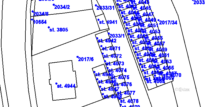 Parcela st. 4072 v KÚ Hodonín, Katastrální mapa
