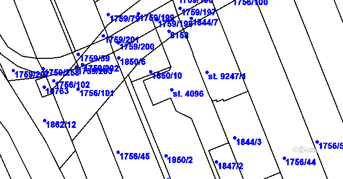 Parcela st. 4096 v KÚ Hodonín, Katastrální mapa