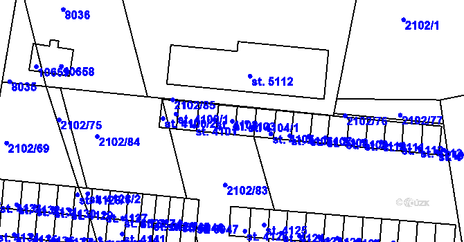 Parcela st. 4103 v KÚ Hodonín, Katastrální mapa