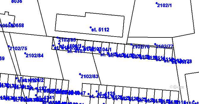 Parcela st. 4105 v KÚ Hodonín, Katastrální mapa