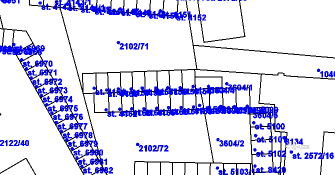 Parcela st. 4155 v KÚ Hodonín, Katastrální mapa