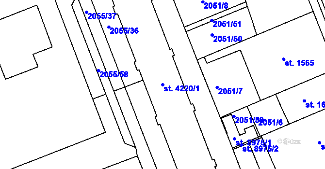 Parcela st. 4220/1 v KÚ Hodonín, Katastrální mapa