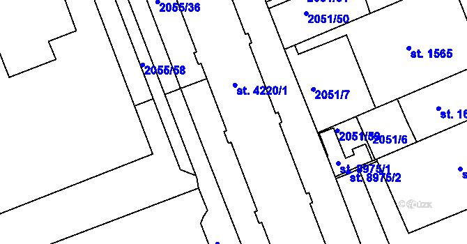 Parcela st. 4221/2 v KÚ Hodonín, Katastrální mapa