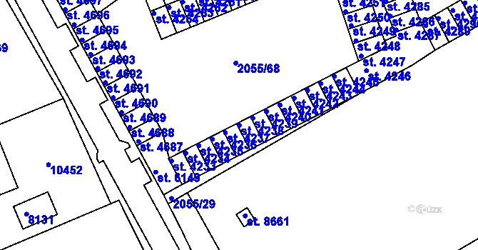 Parcela st. 4238 v KÚ Hodonín, Katastrální mapa