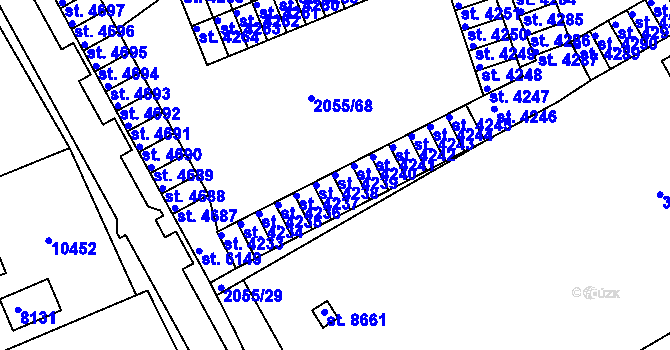 Parcela st. 4239 v KÚ Hodonín, Katastrální mapa