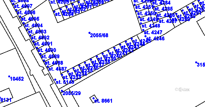 Parcela st. 4240 v KÚ Hodonín, Katastrální mapa