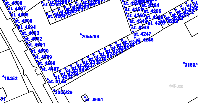 Parcela st. 4241 v KÚ Hodonín, Katastrální mapa