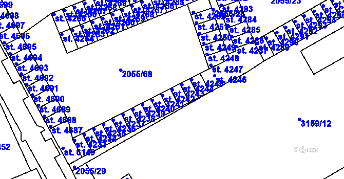 Parcela st. 4243 v KÚ Hodonín, Katastrální mapa