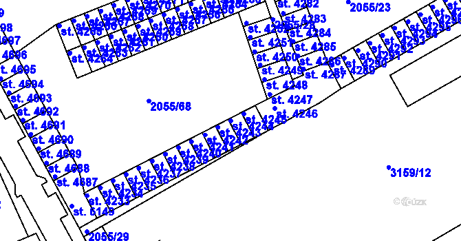 Parcela st. 4244 v KÚ Hodonín, Katastrální mapa