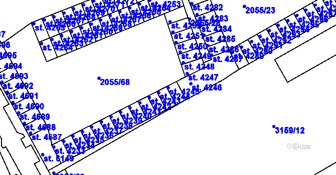 Parcela st. 4245 v KÚ Hodonín, Katastrální mapa