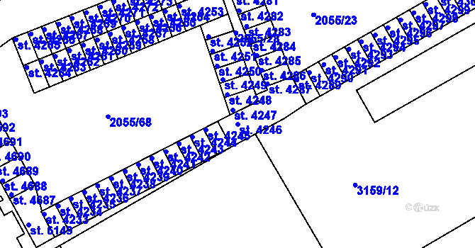 Parcela st. 4246 v KÚ Hodonín, Katastrální mapa