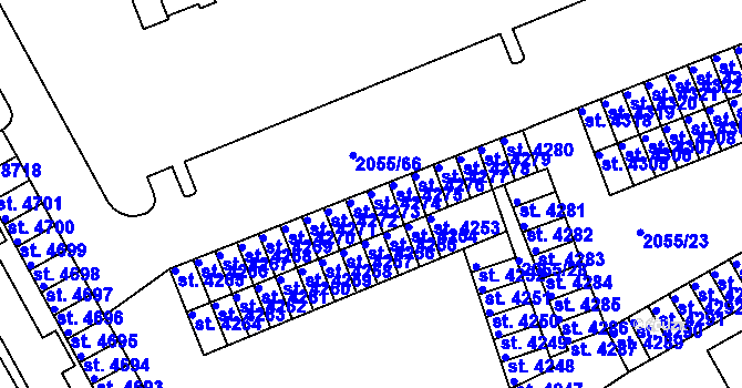 Parcela st. 4274 v KÚ Hodonín, Katastrální mapa