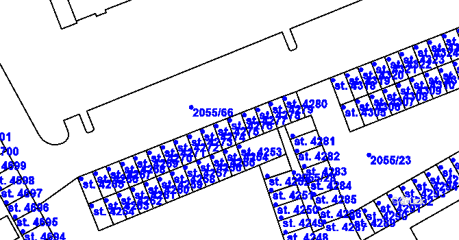 Parcela st. 4276 v KÚ Hodonín, Katastrální mapa