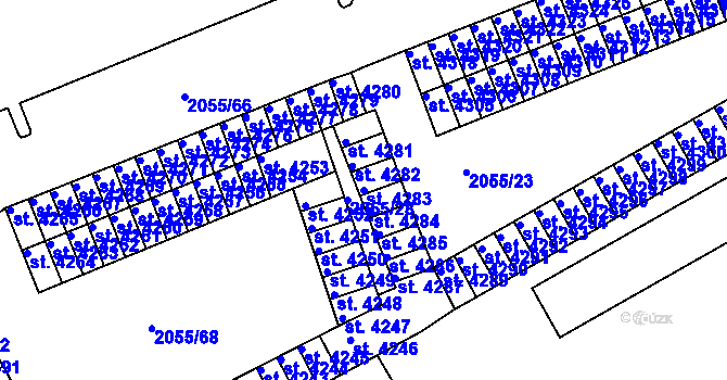 Parcela st. 4283 v KÚ Hodonín, Katastrální mapa