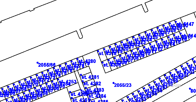 Parcela st. 4318 v KÚ Hodonín, Katastrální mapa