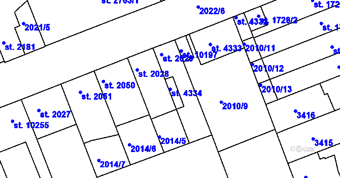 Parcela st. 4334 v KÚ Hodonín, Katastrální mapa