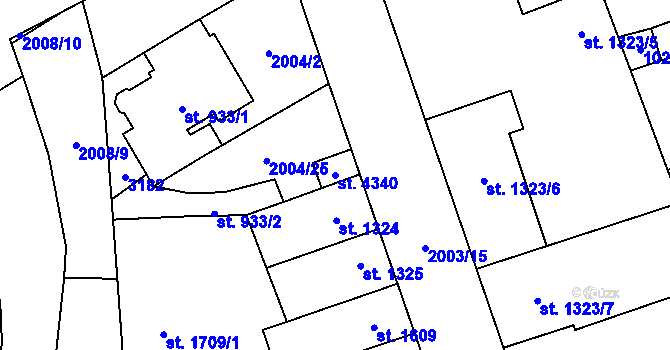 Parcela st. 4340 v KÚ Hodonín, Katastrální mapa
