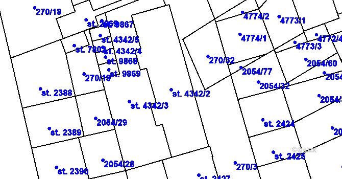 Parcela st. 4342/2 v KÚ Hodonín, Katastrální mapa