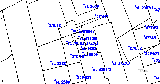 Parcela st. 4342/4 v KÚ Hodonín, Katastrální mapa