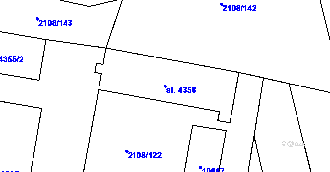 Parcela st. 4358 v KÚ Hodonín, Katastrální mapa