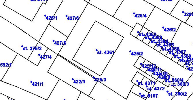 Parcela st. 4361 v KÚ Hodonín, Katastrální mapa