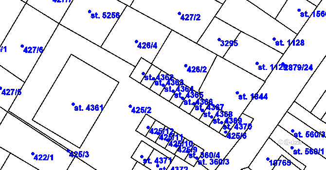 Parcela st. 4364 v KÚ Hodonín, Katastrální mapa
