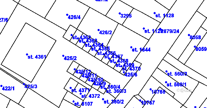 Parcela st. 4367 v KÚ Hodonín, Katastrální mapa