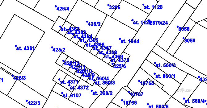 Parcela st. 4369 v KÚ Hodonín, Katastrální mapa