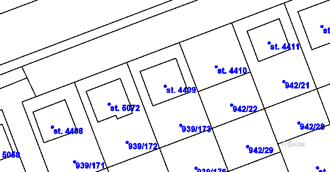 Parcela st. 4409 v KÚ Hodonín, Katastrální mapa