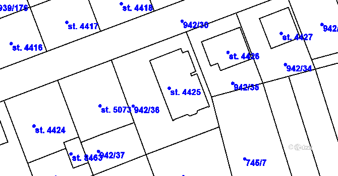 Parcela st. 4425 v KÚ Hodonín, Katastrální mapa