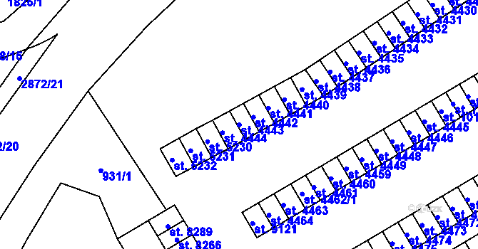 Parcela st. 4443 v KÚ Hodonín, Katastrální mapa