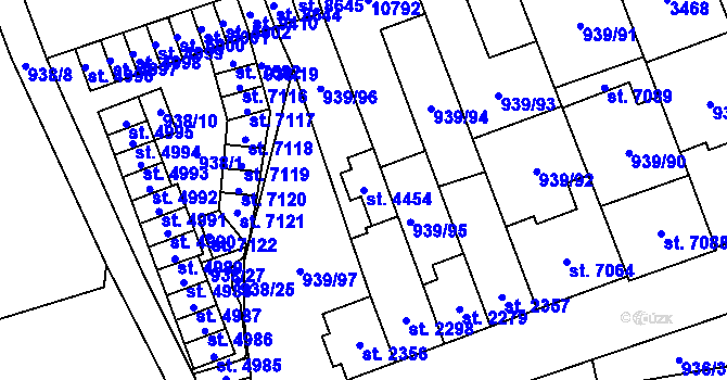 Parcela st. 4454 v KÚ Hodonín, Katastrální mapa