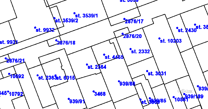 Parcela st. 4455 v KÚ Hodonín, Katastrální mapa