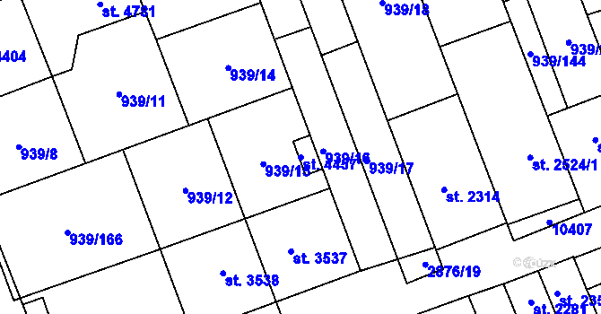 Parcela st. 4457 v KÚ Hodonín, Katastrální mapa