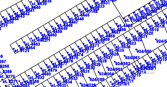 Parcela st. 4471 v KÚ Hodonín, Katastrální mapa
