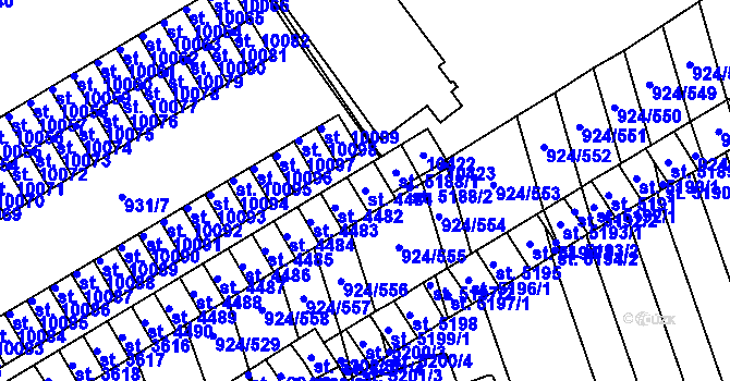Parcela st. 4481 v KÚ Hodonín, Katastrální mapa