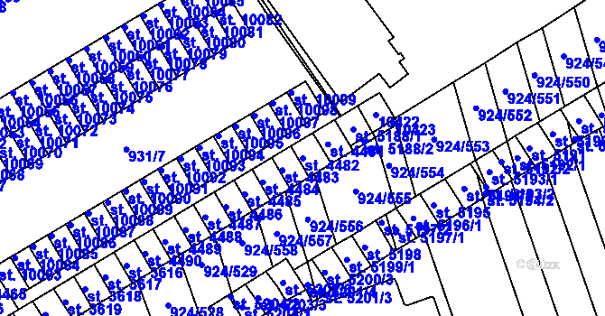 Parcela st. 4482 v KÚ Hodonín, Katastrální mapa