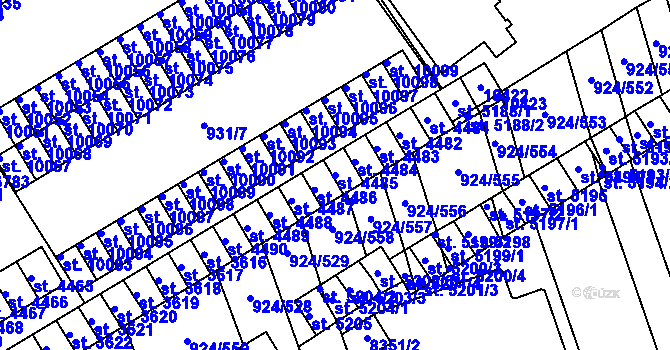 Parcela st. 4485 v KÚ Hodonín, Katastrální mapa