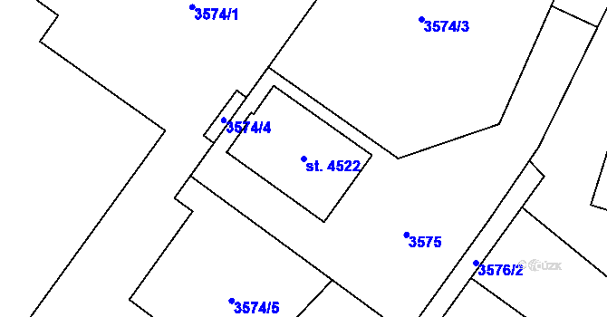 Parcela st. 4522 v KÚ Hodonín, Katastrální mapa